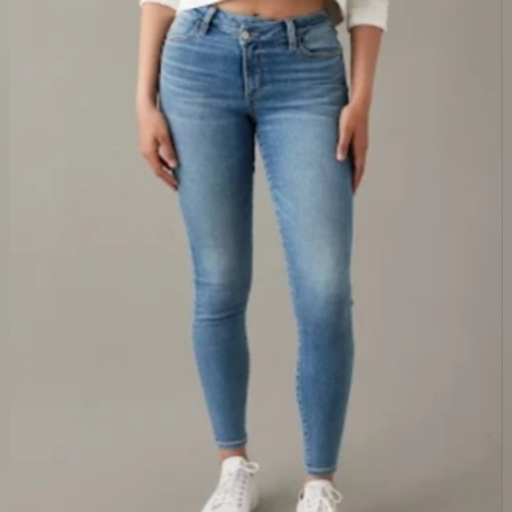 American Eagle, size 12 long, super stretch, high rise jegging crop, womans jean